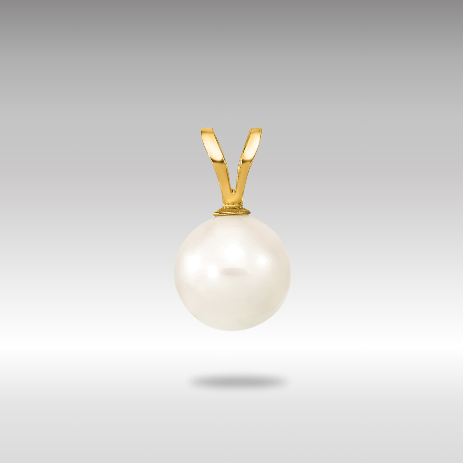 Gold 7-8mm Round White Saltwater Akoya Cultured Pearl Pendant - Model XF488 - Charlie & Co. Jewelry