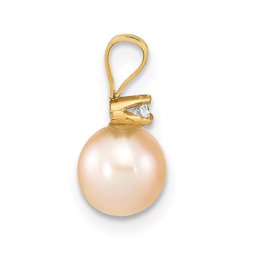 Charlie & Co Jewelry | 14k 6-7mm Pink Round Freshwater Cultured Pearl And .03 Carat Diamond Pendant - Model XF515
