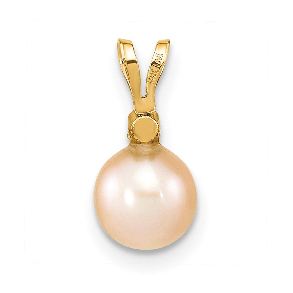 Charlie & Co Jewelry | 14k 6-7mm Pink Round Freshwater Cultured Pearl And .03 Carat Diamond Pendant - Model XF515