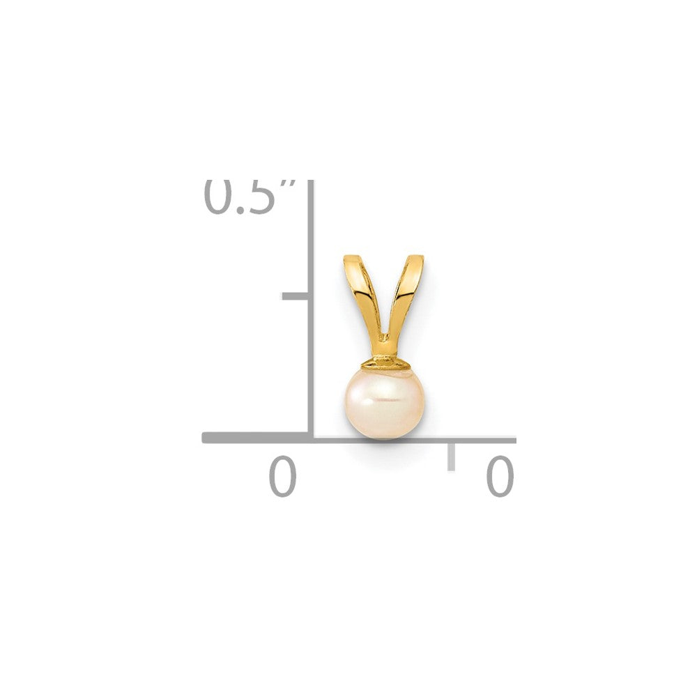 Charlie & Co Jewelry | 14k Gold 3-4mm Pink Round Freshwater Cultured Pearl Pendant - Model XF517