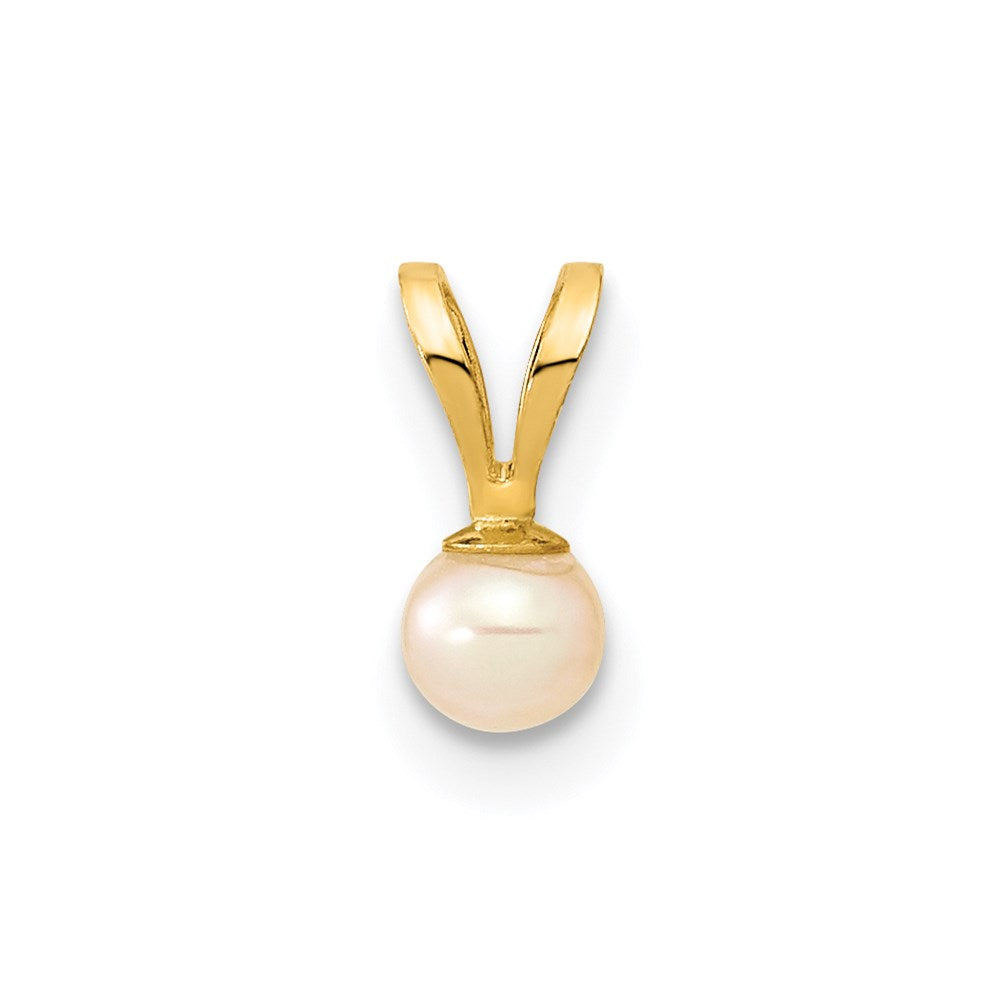 Charlie & Co Jewelry | 14k Gold 3-4mm Pink Round Freshwater Cultured Pearl Pendant - Model XF517