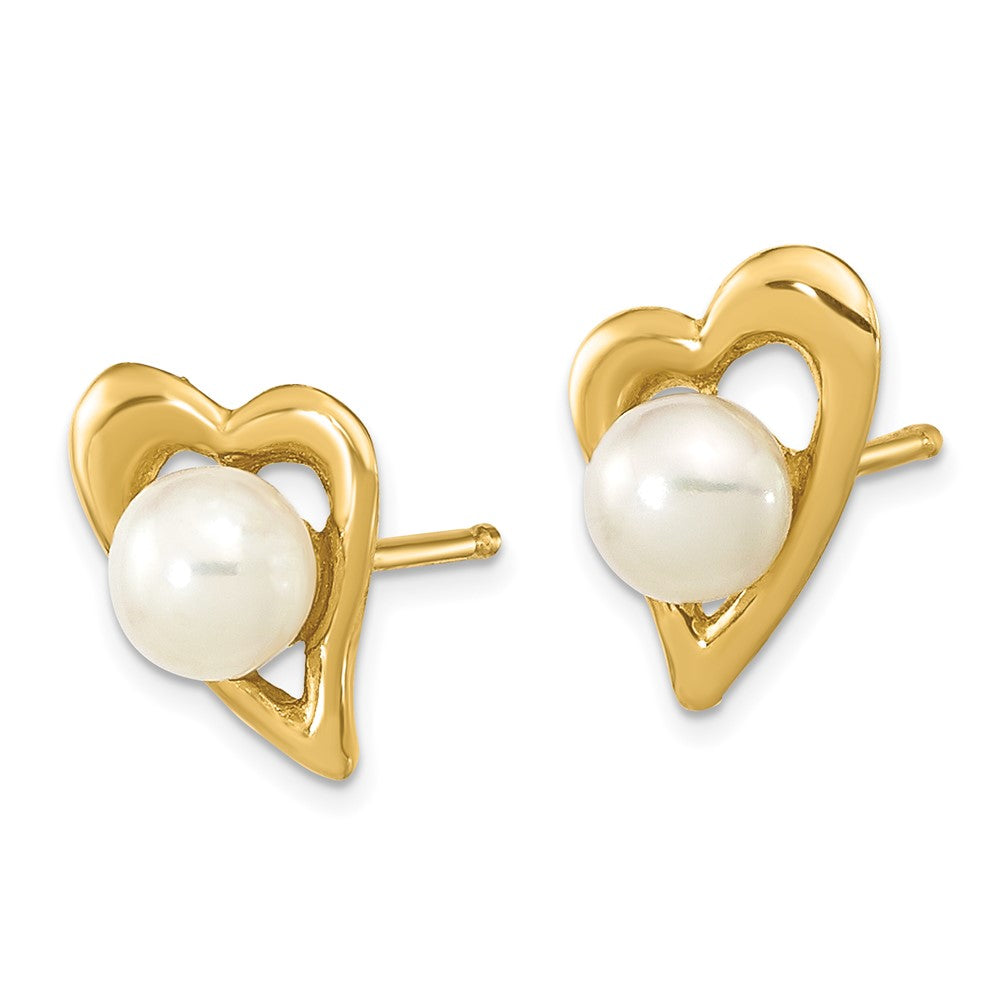 Gold 3-4mm White Button Freshwater Cultured Pearl Post Earrings - Model XF601E - Charlie & Co. Jewelry