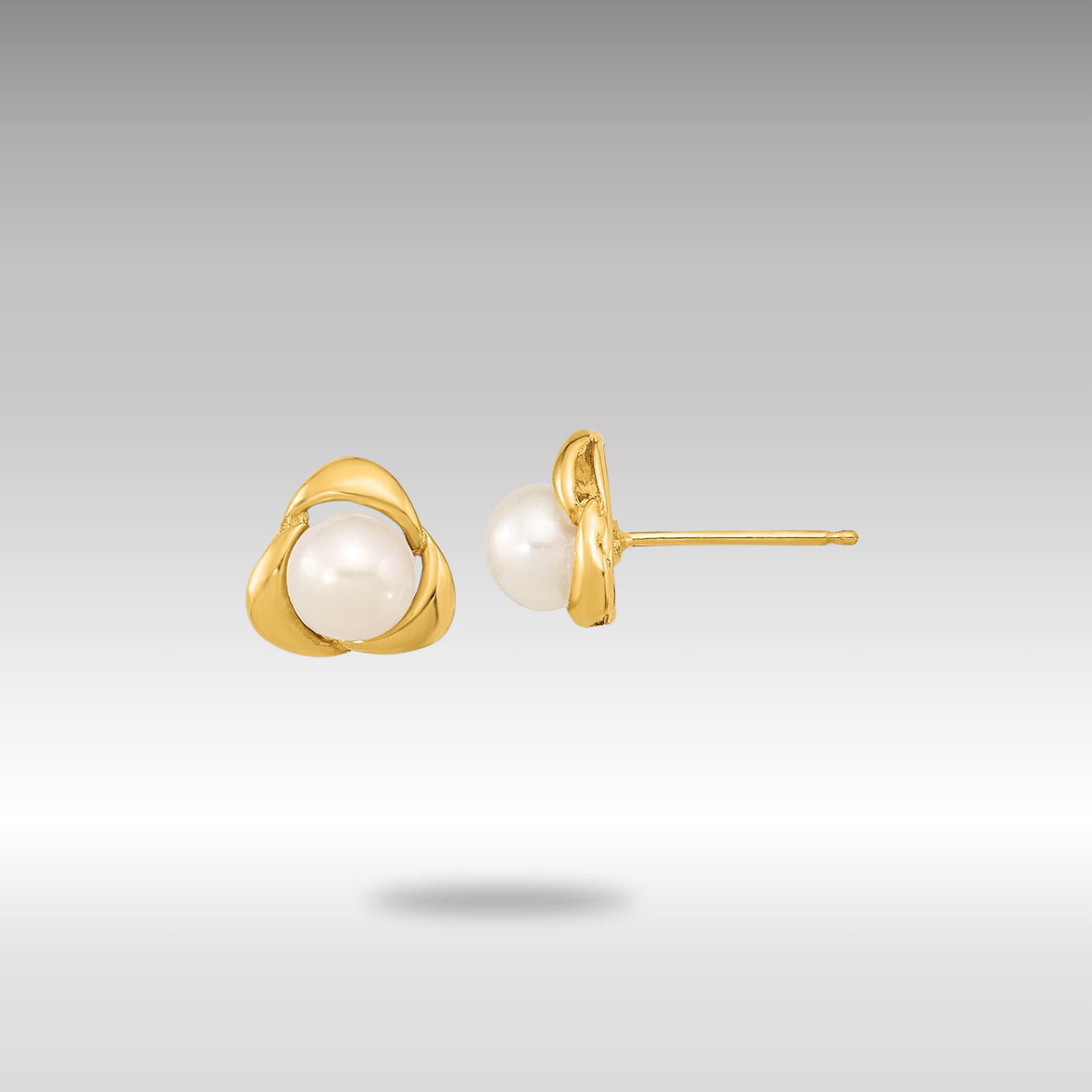 Gold 5-6mm White Button Freshwater Cultured Pearl Post Earrings - Model XF608E - Charlie & Co. Jewelry