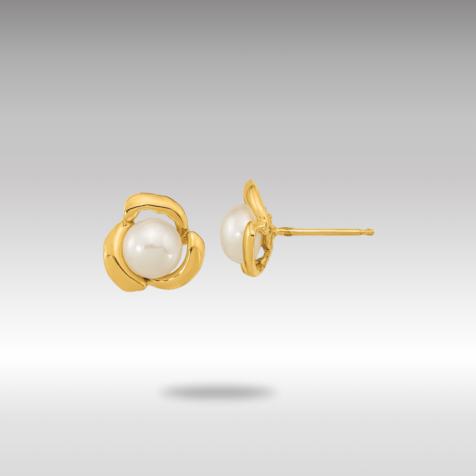 Gold 5-6mm White Button Freshwater Cultured Pearl Post Earrings - Model XF609E - Charlie & Co. Jewelry