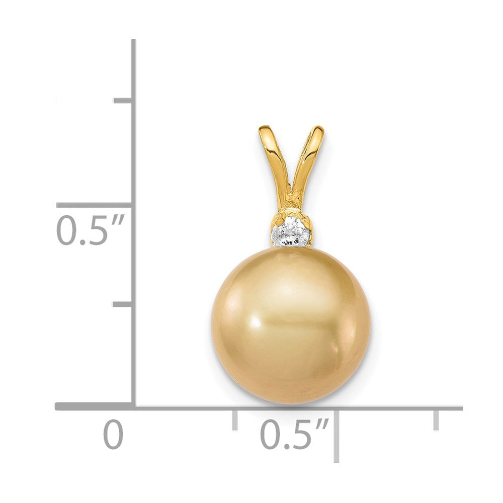 Gold 9-10mm Golden Saltwater Cultured South Sea Pearl .05ct Diamond Pendant - Model XF748 - Charlie & Co. Jewelry