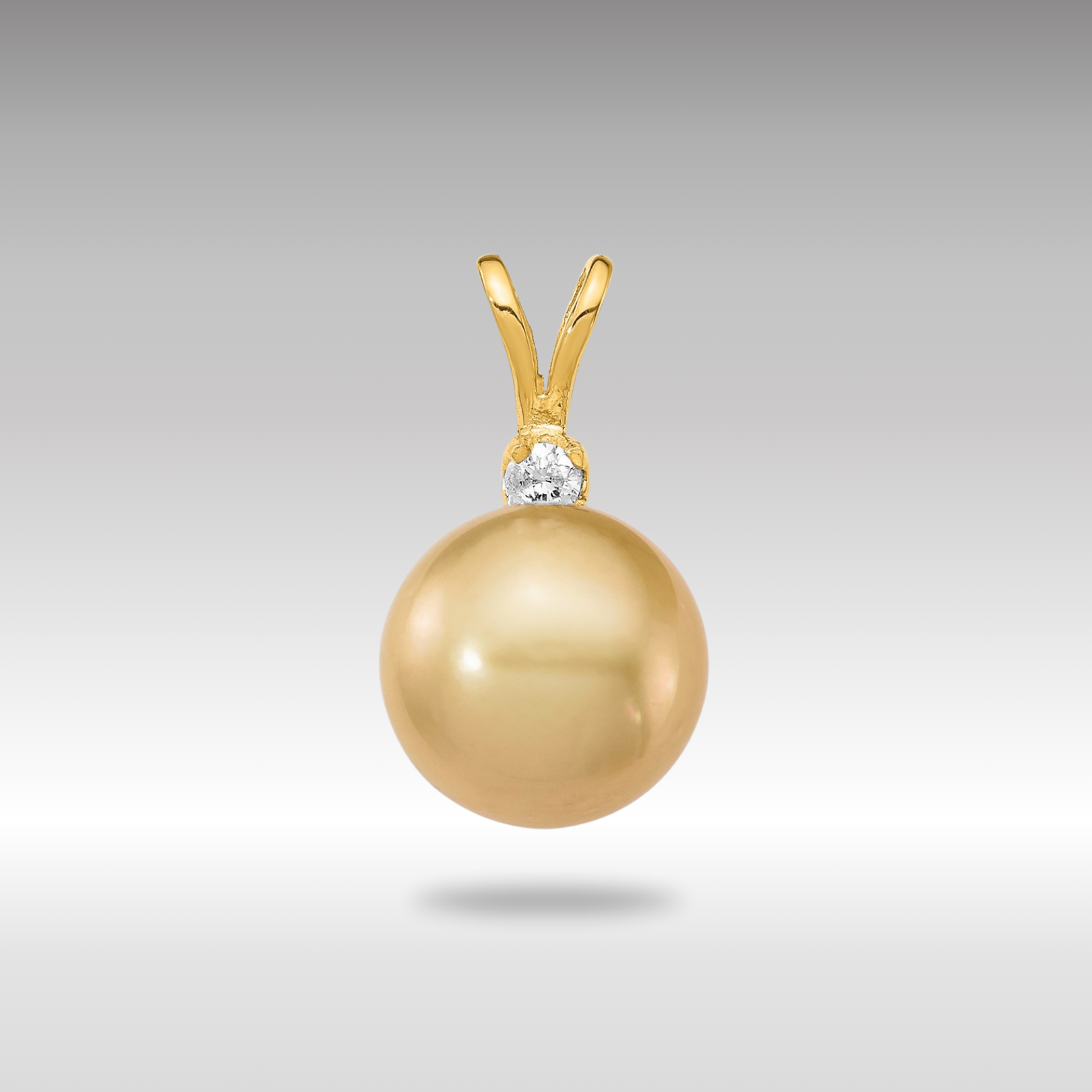 Gold 9-10mm Golden Saltwater Cultured South Sea Pearl .05ct Diamond Pendant - Model XF748 - Charlie & Co. Jewelry