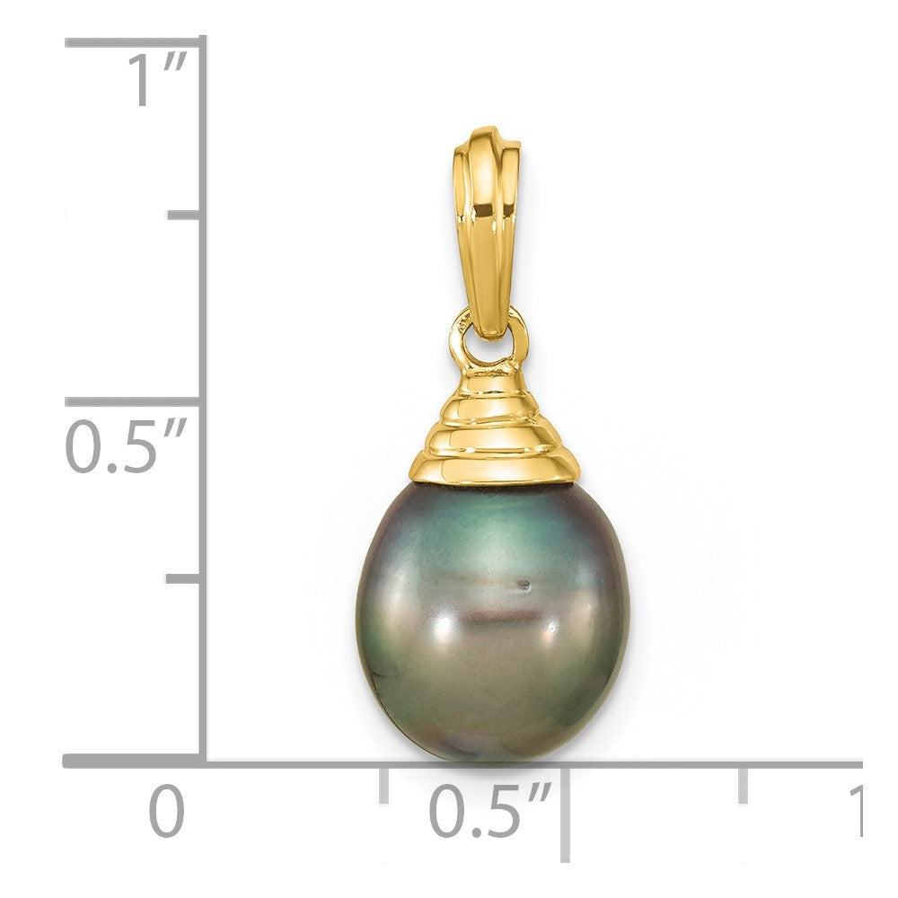 Charlie & Co Jewelry | 14k 9-10mm Black Teardrop Tahitian Saltwater Cultured Pearl Pendant - Model XF760
