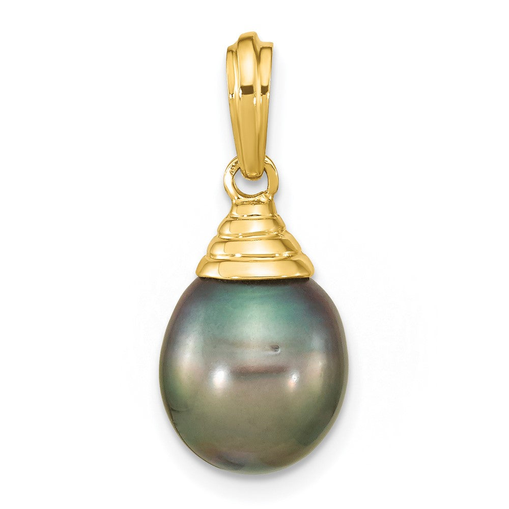 Charlie & Co Jewelry | 14k 9-10mm Black Teardrop Tahitian Saltwater Cultured Pearl Pendant - Model XF760