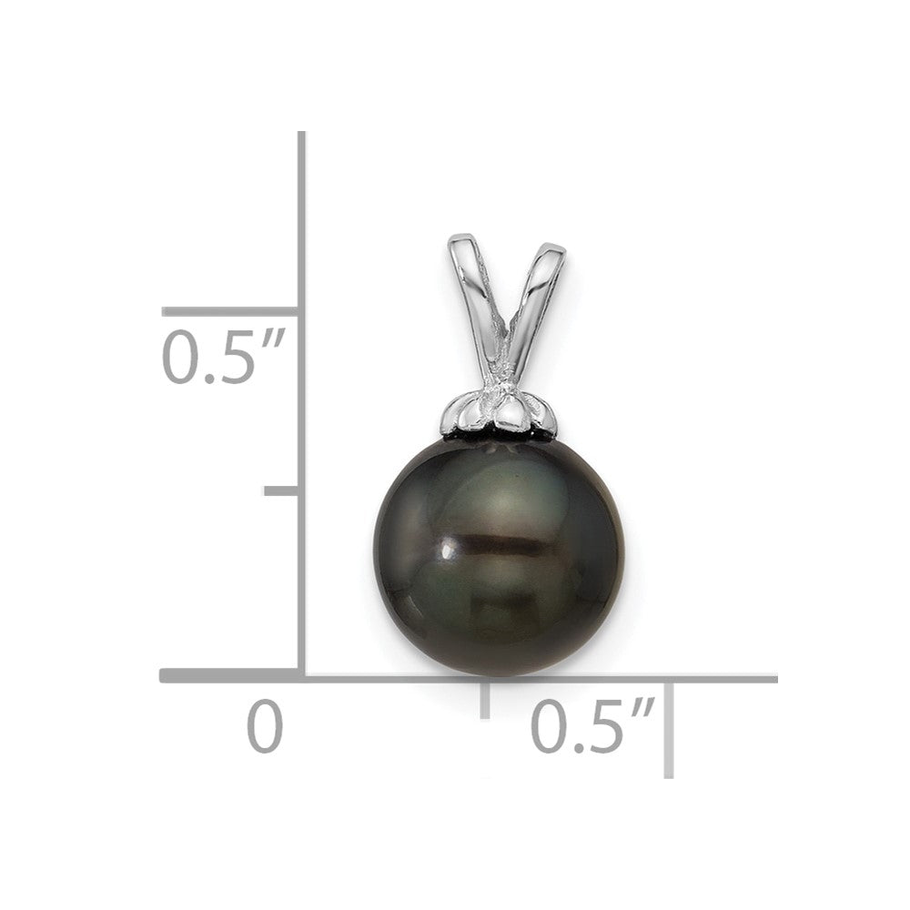 White Gold 8-9mm Round Black Saltwater Tahitian Pearl Pendant - Model XF761 - Charlie & Co. Jewelry