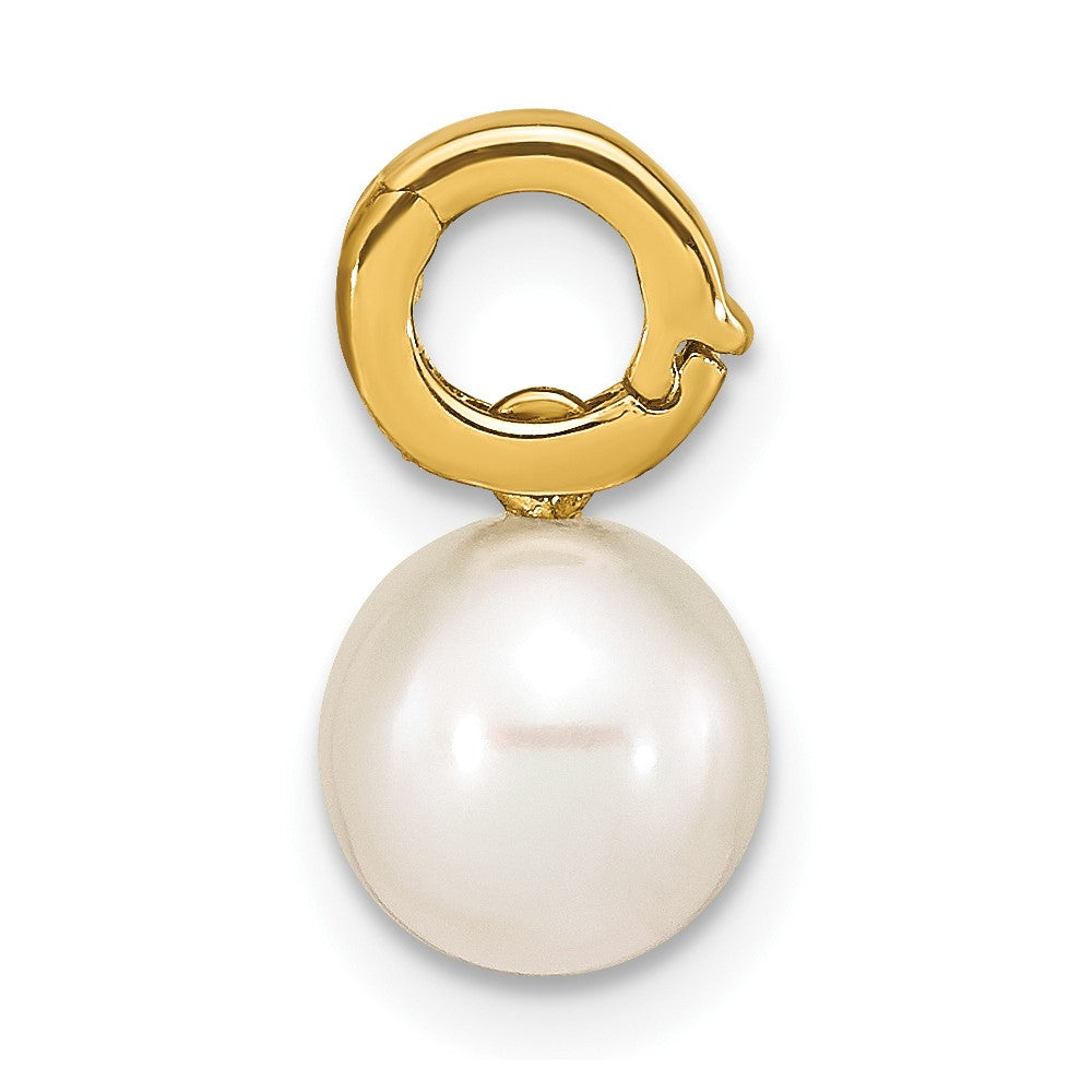 Charlie & Co Jewelry | 14k 7-8mm White Round Freshwater Cultured Pearl Hinged Bail Charm - Model XF777