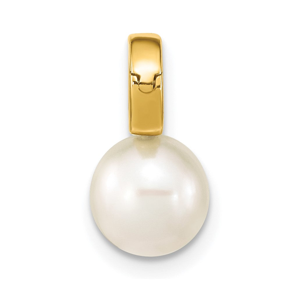 Charlie & Co Jewelry | 14k 7-8mm White Round Freshwater Cultured Pearl Hinged Bail Charm - Model XF777