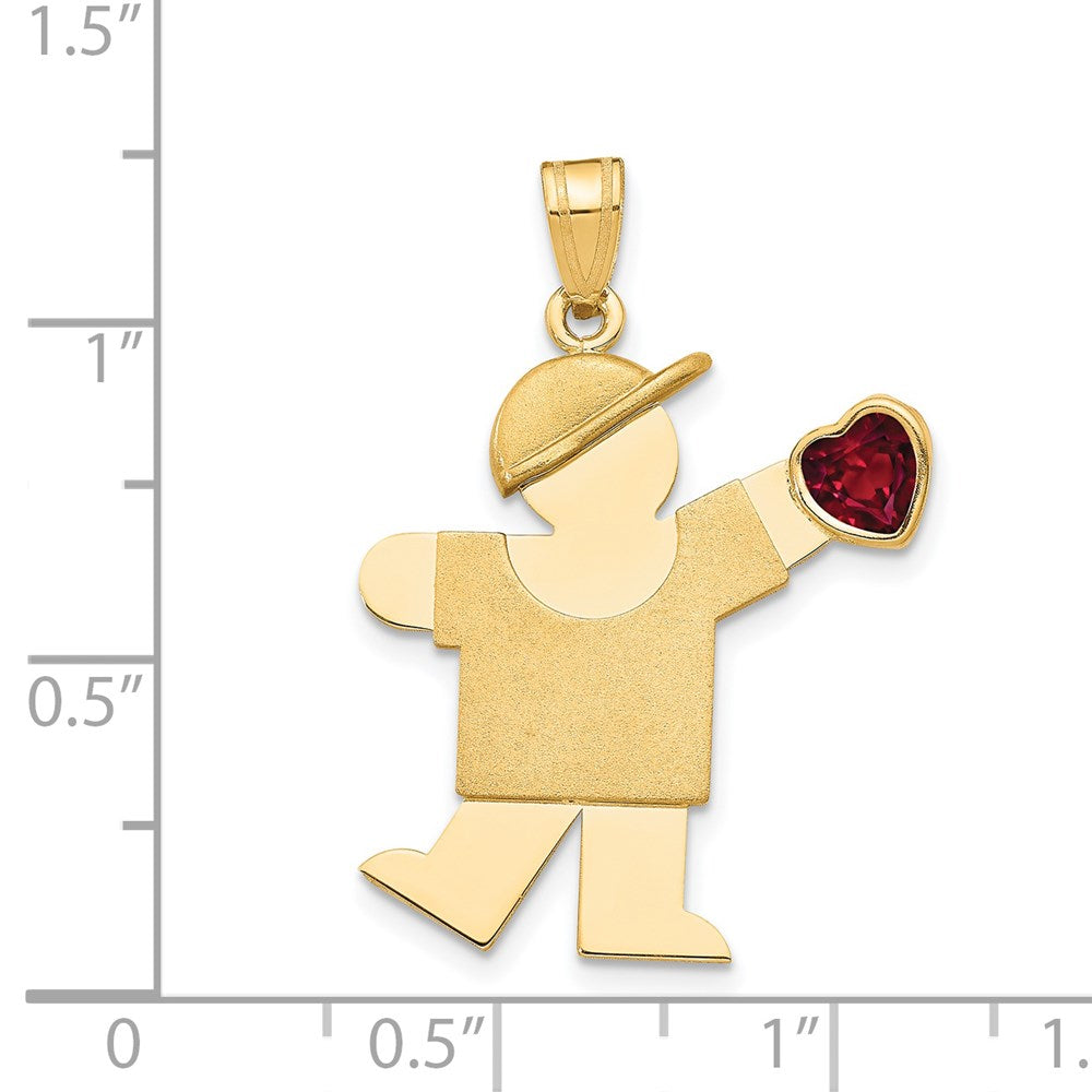 Charlie & Co Jewelry | 14k Boy With Cz July Birthstone Charm - Model XK265JUL