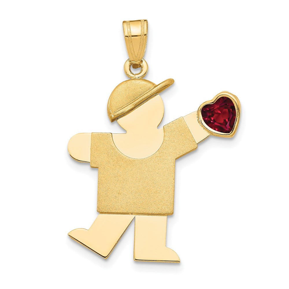 Charlie & Co Jewelry | 14k Boy With Cz July Birthstone Charm - Model XK265JUL