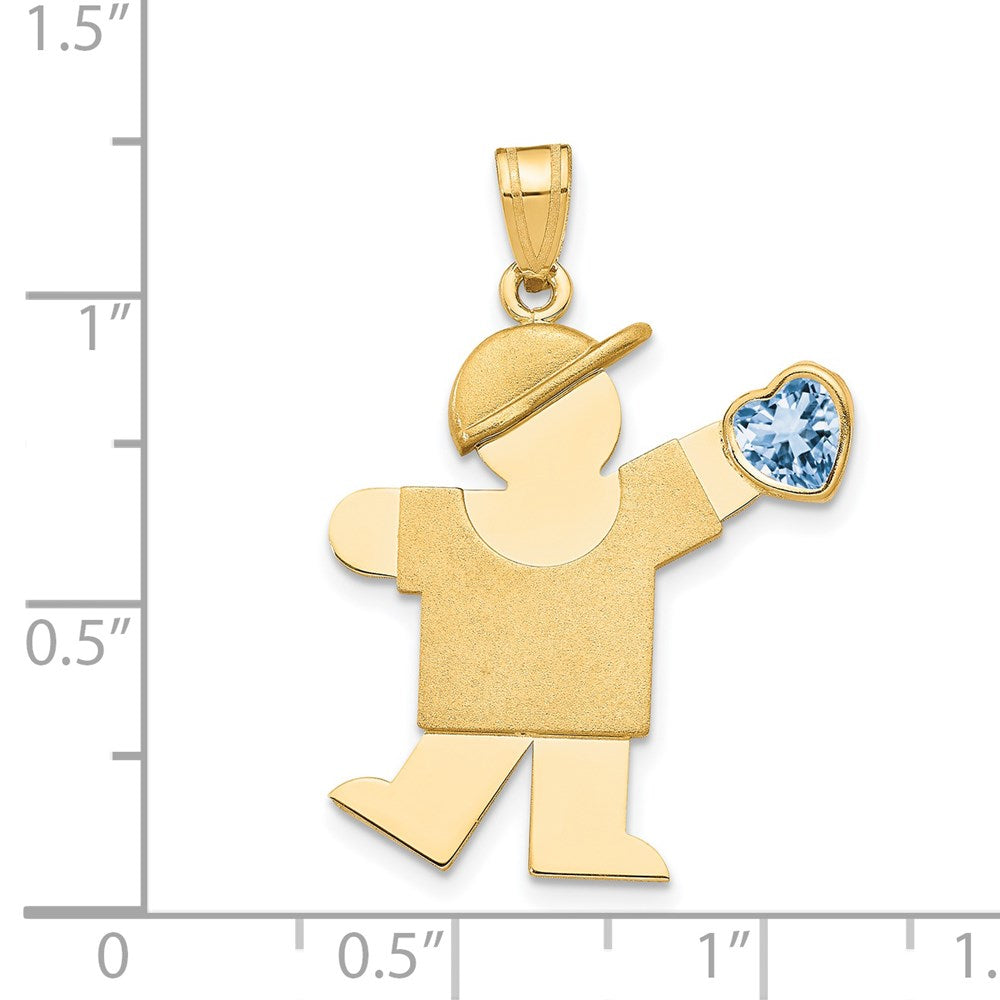 Charlie & Co Jewelry | 14k Boy With Cz March Birthstone Charm - Model XK265MAR