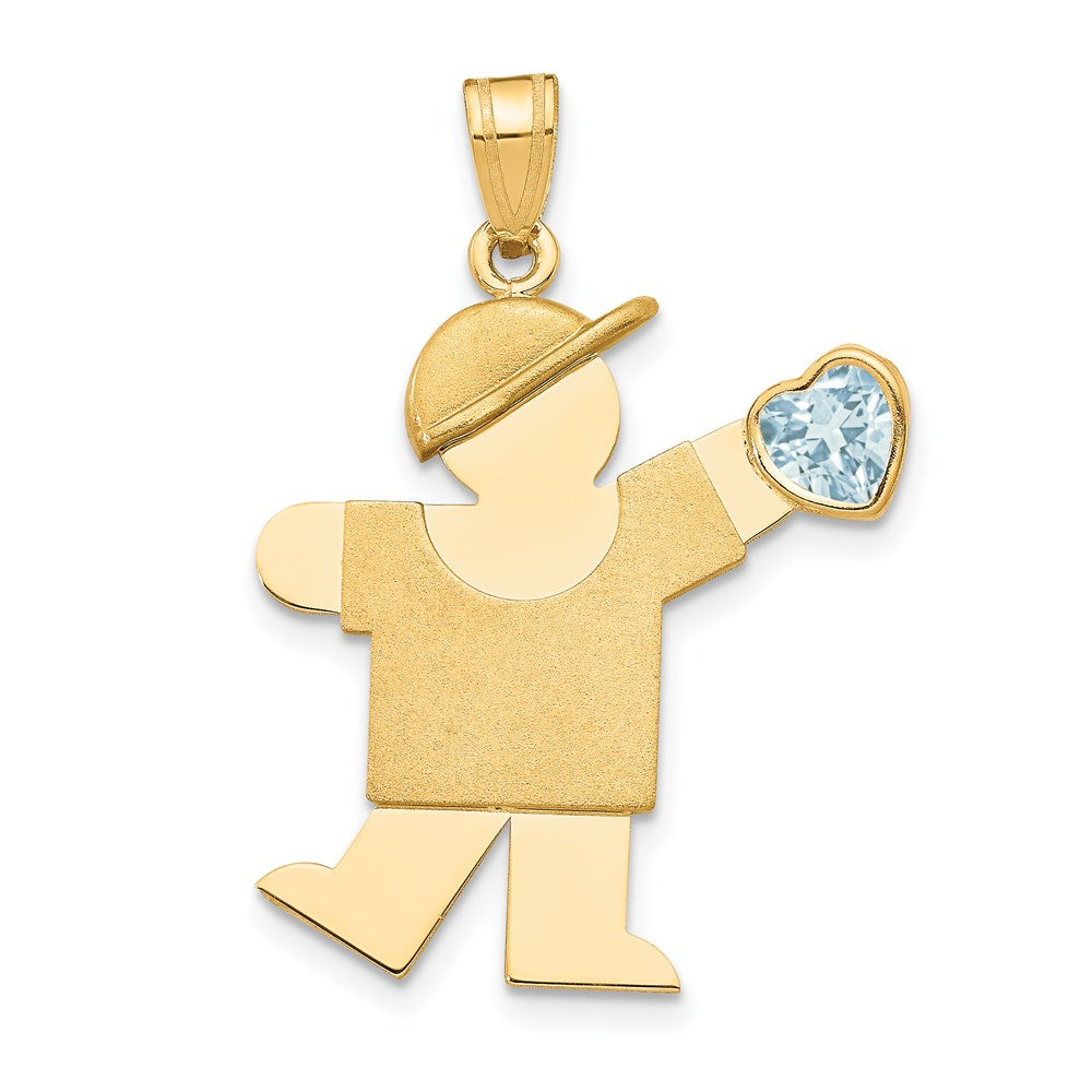 Charlie & Co Jewelry | 14k Boy With Cz March Birthstone Charm - Model XK265MAR