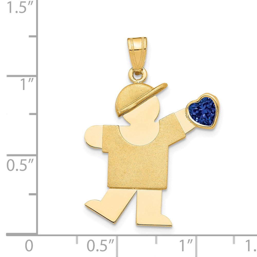 Charlie & Co Jewelry | 14k Boy With Cz September Birthstone Charm - Model XK265SEP
