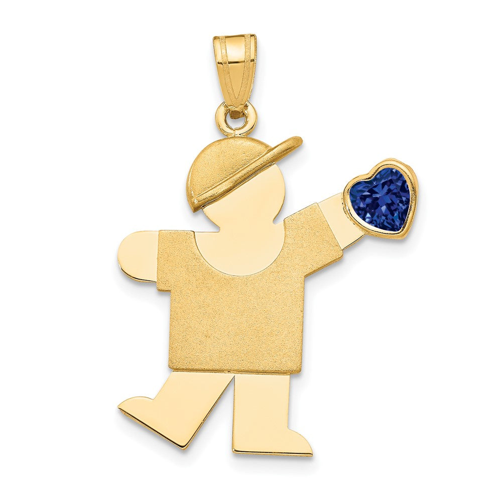 Charlie & Co Jewelry | 14k Boy With Cz September Birthstone Charm - Model XK265SEP