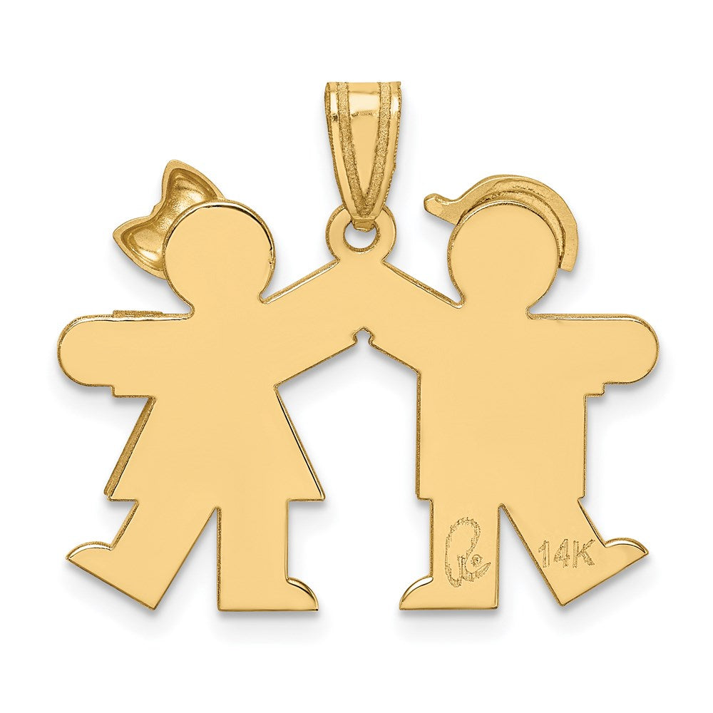 Charlie & Co Jewelry | 14k Solid Boy Facing Right And Girl Facing Left Engravable Charm - Model XK283