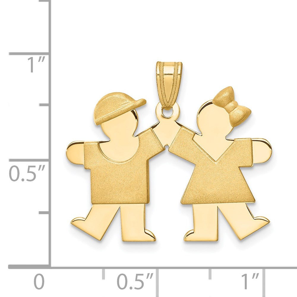 Charlie & Co Jewelry | 14k Solid Boy Facing Right And Girl Facing Left Engravable Charm - Model XK283