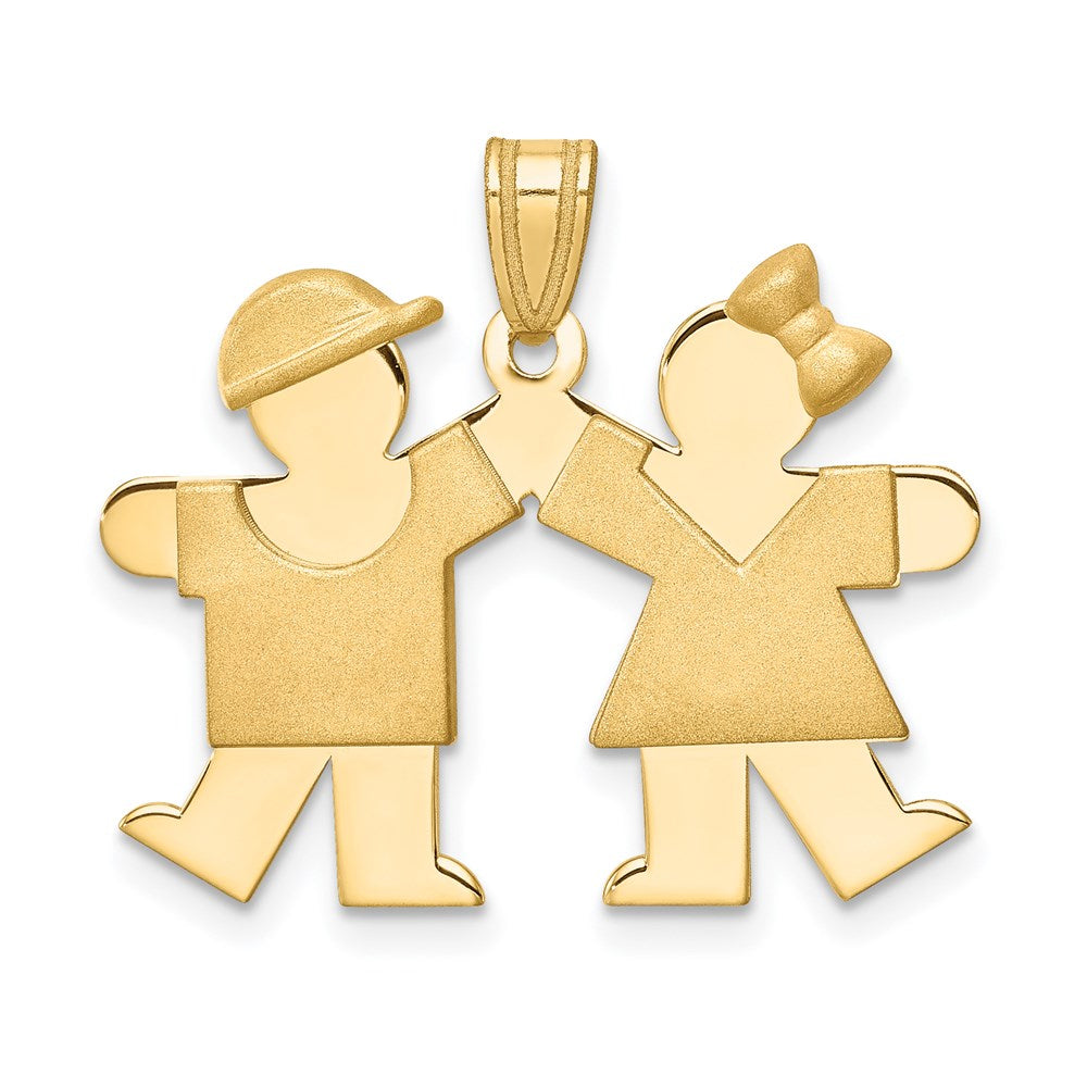 Charlie & Co Jewelry | 14k Solid Boy Facing Right And Girl Facing Left Engravable Charm - Model XK283