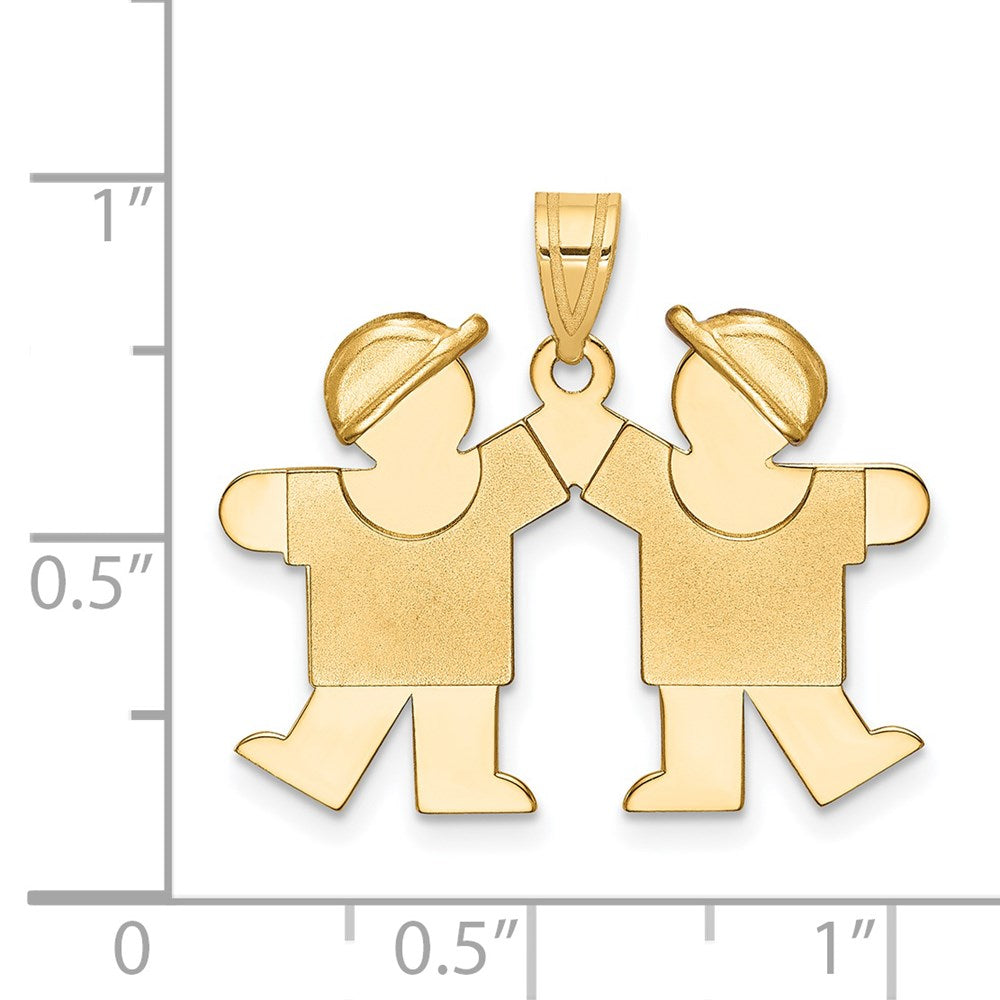 Charlie & Co Jewelry | 14k Solid Double Boys Engravable Charm - Model XK285
