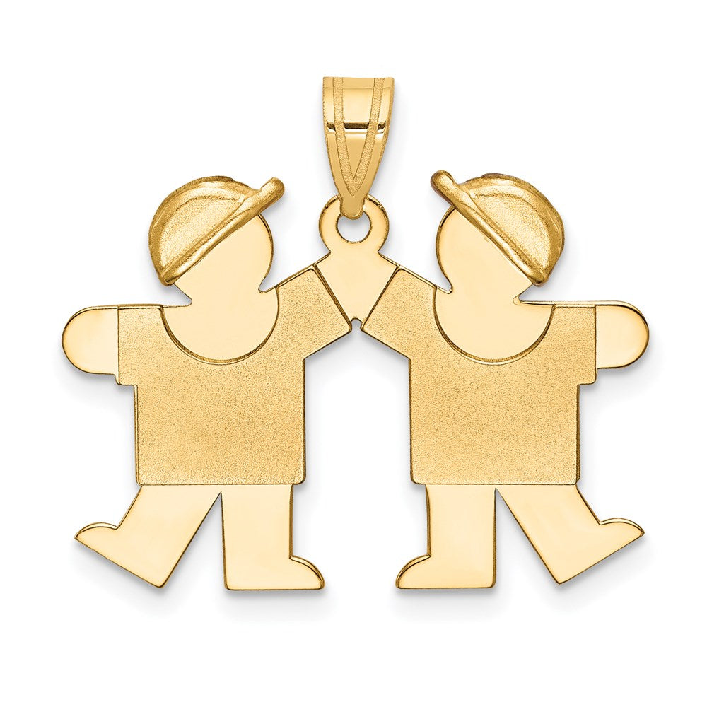 Charlie & Co Jewelry | 14k Solid Double Boys Engravable Charm - Model XK285