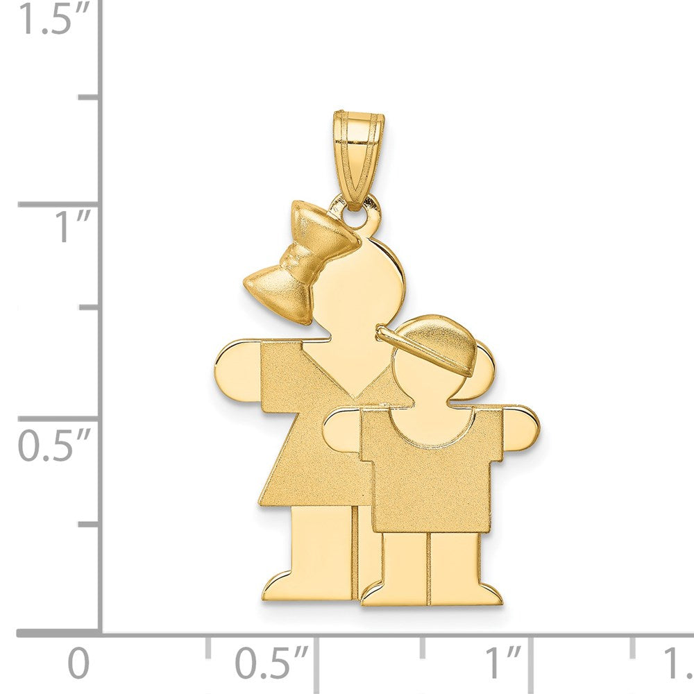 Charlie & Co Jewelry | 14k Big Girl And Little Boy Engravable Charm - Model XK293