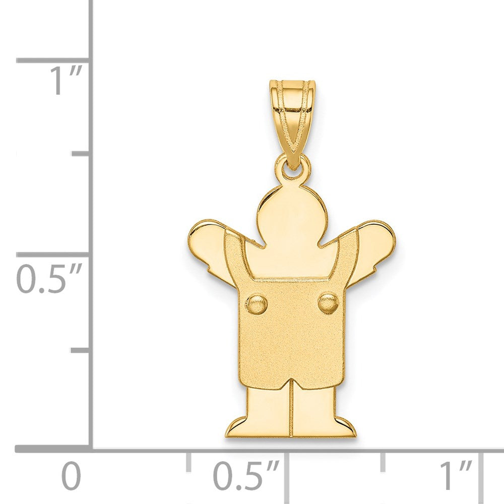 Charlie & Co Jewelry | 14k Solid Satin Engravable Boy With Overalls Charm - Model XK350
