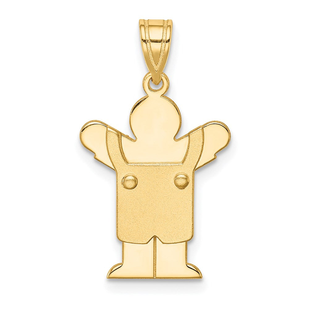 Charlie & Co Jewelry | 14k Solid Satin Engravable Boy With Overalls Charm - Model XK350