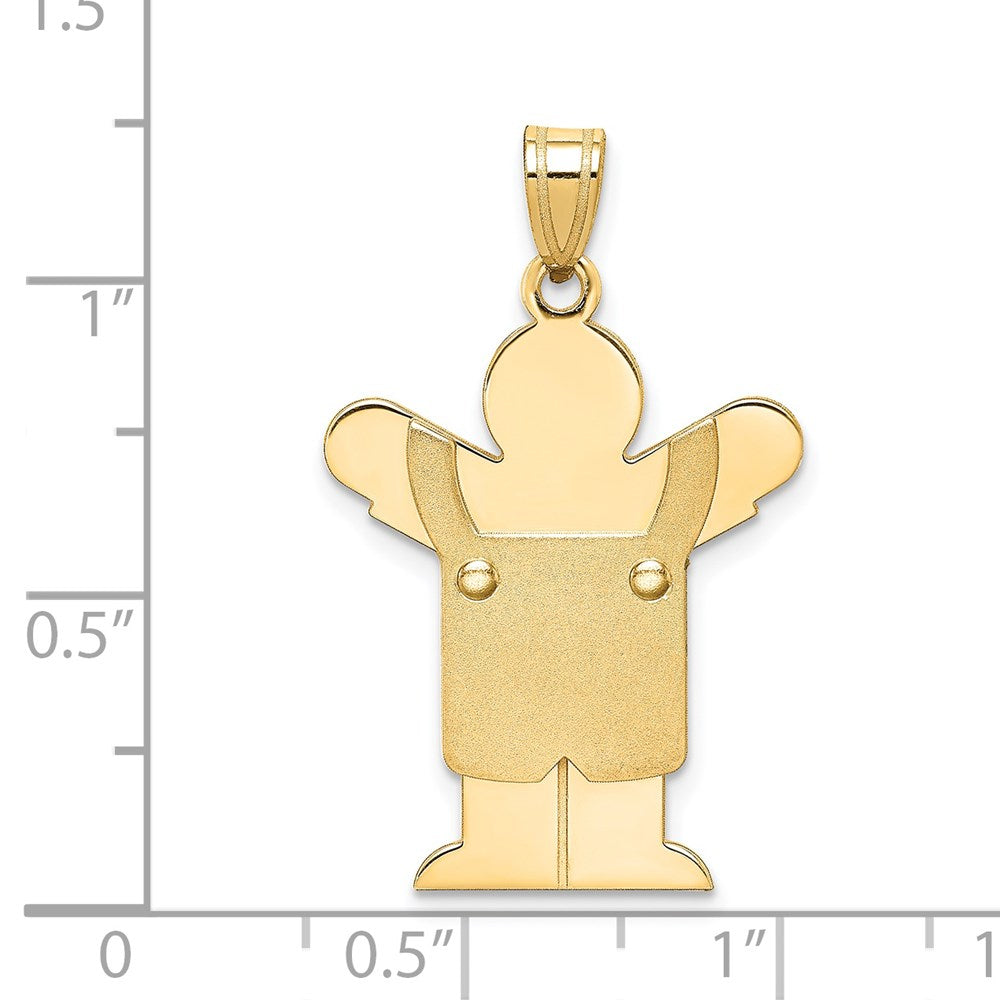 Charlie & Co Jewelry | 14k Solid Satin Engravable Boy W/overalls Charm - Model XK362