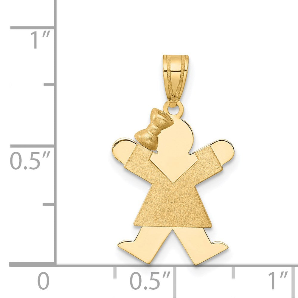 Charlie & Co Jewelry | 14k Solid Engravable Girl With Bow On Left Charm - Model XK374