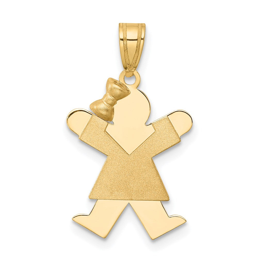 Charlie & Co Jewelry | 14k Solid Engravable Girl With Bow On Left Charm - Model XK374