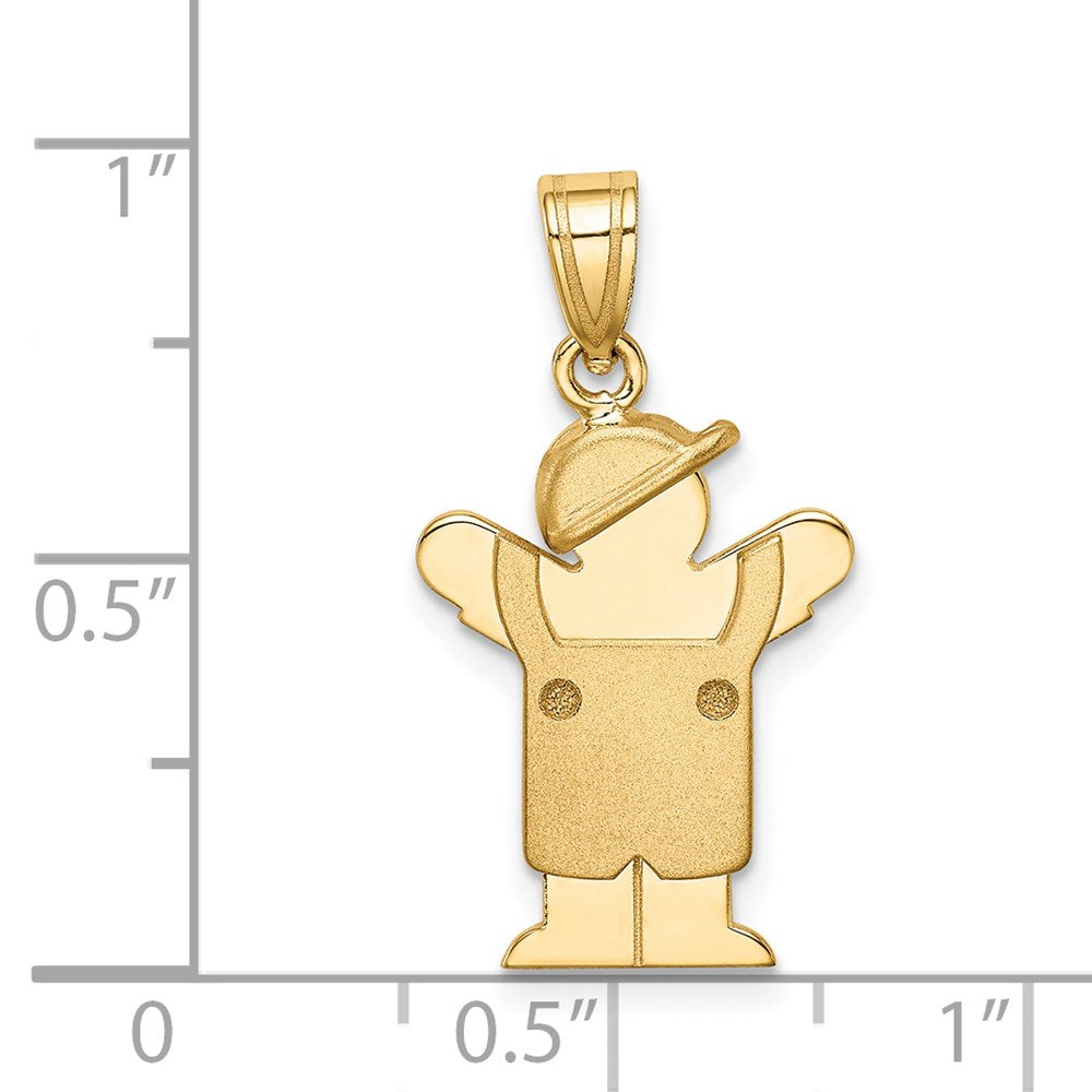 Charlie & Co Jewelry | 14k Solid Engravable Boy In Overalls With Hat On Left Charm - Model XK380
