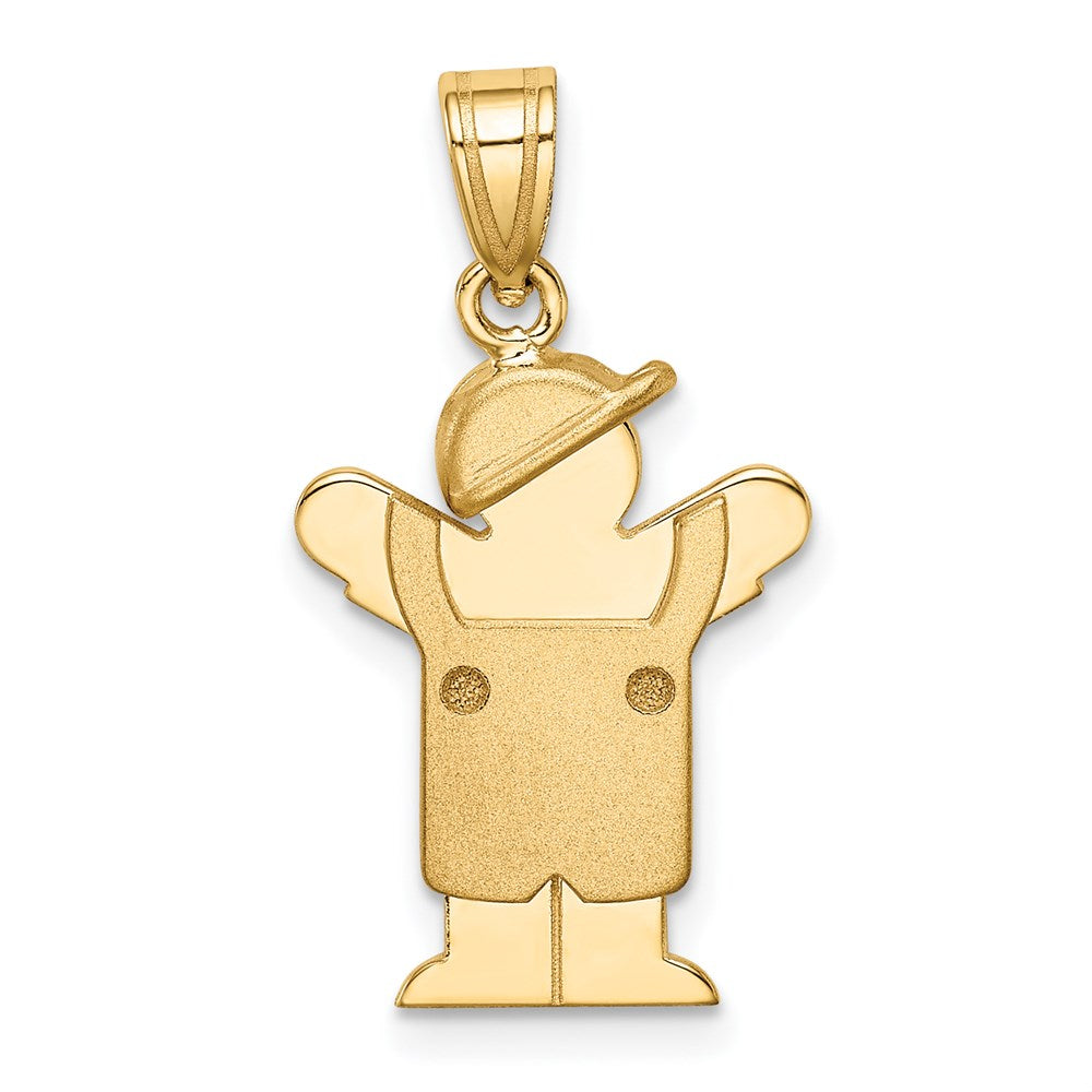 Charlie & Co Jewelry | 14k Solid Engravable Boy In Overalls With Hat On Left Charm - Model XK380