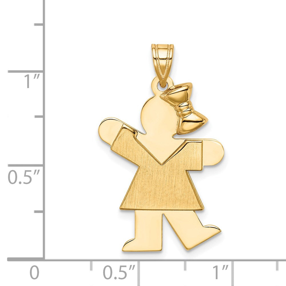 Charlie & Co Jewelry | 14k Solid Engravable Girl With Bow On Right Charm - Model XK381