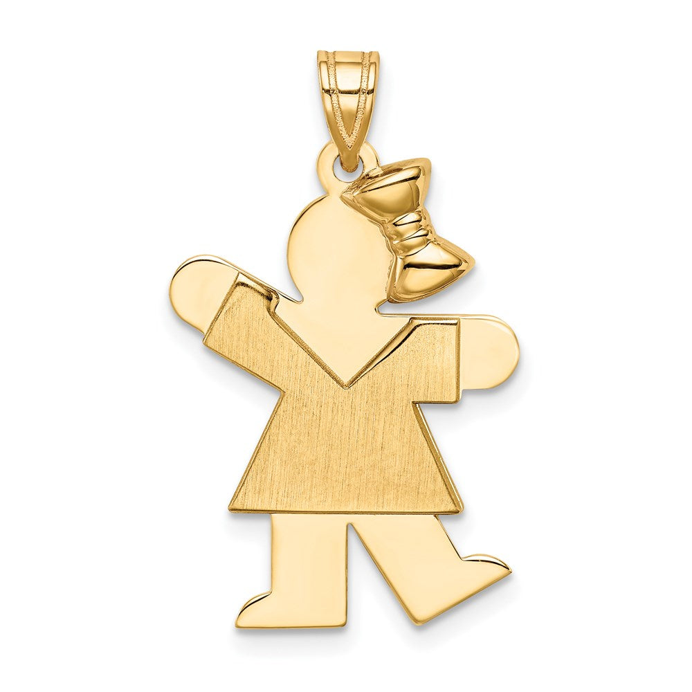 Charlie & Co Jewelry | 14k Solid Engravable Girl With Bow On Right Charm - Model XK381