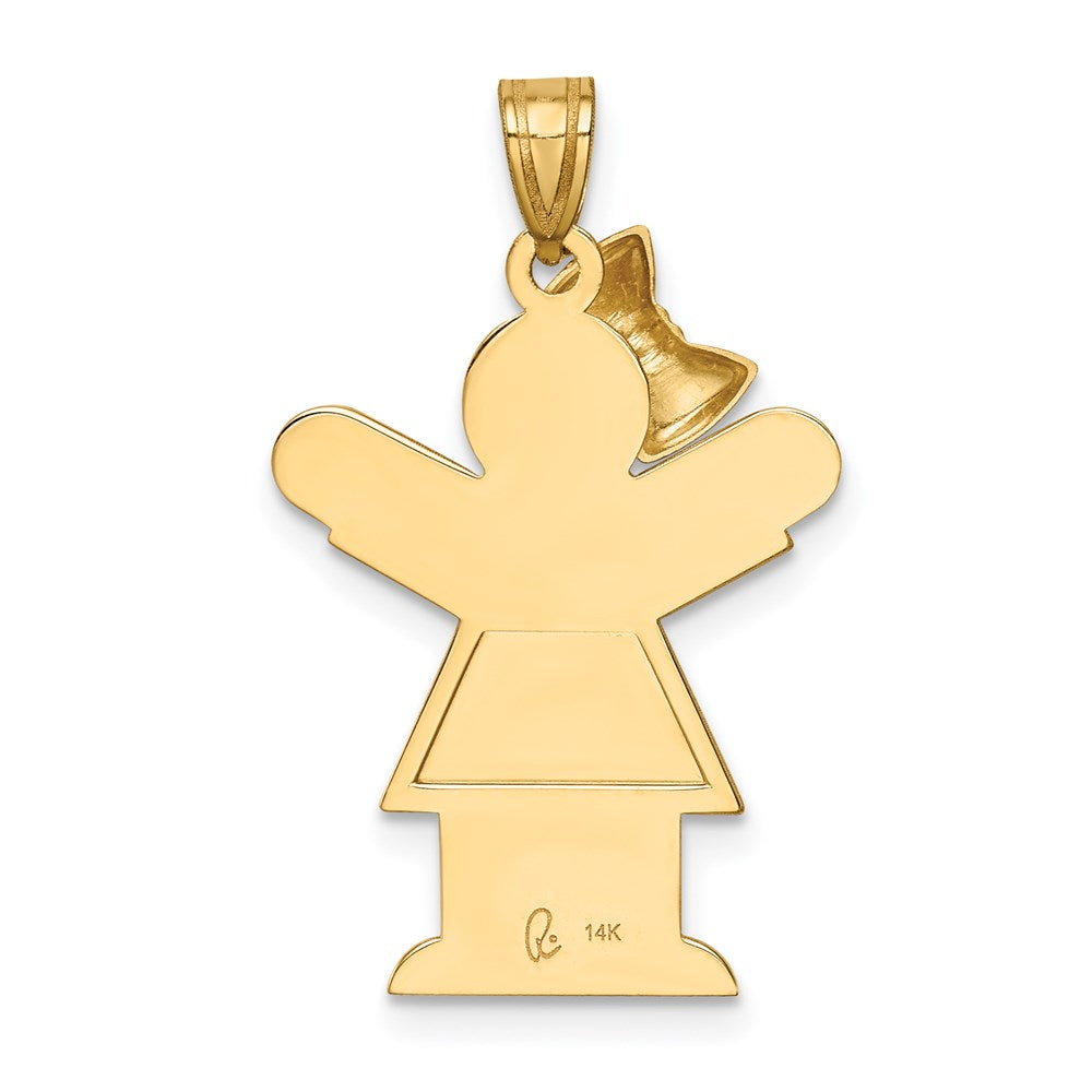 Charlie & Co Jewelry | 14k Solid Engravable Girl With Bow On Left Charm - Model XK383