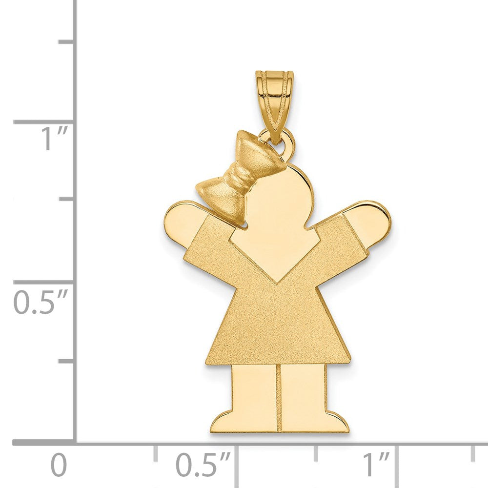 Charlie & Co Jewelry | 14k Solid Engravable Girl With Bow On Left Charm - Model XK383