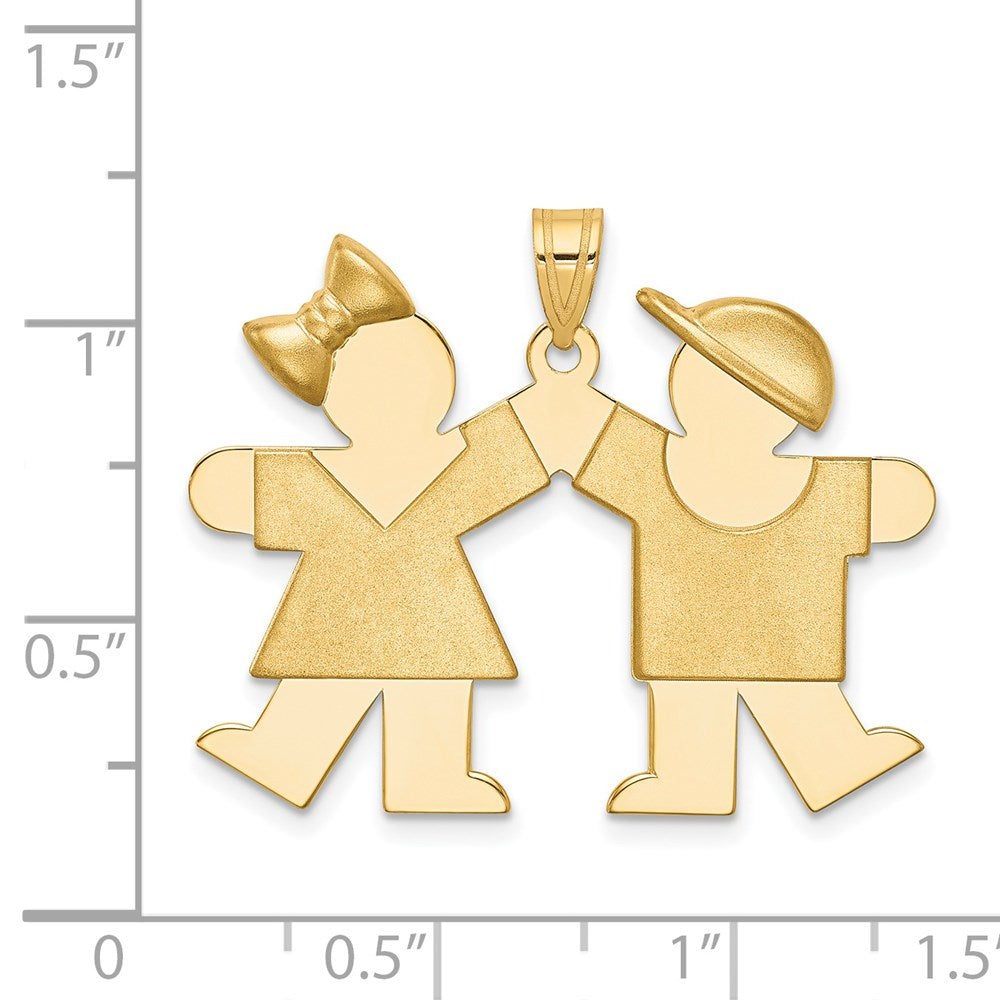 Charlie & Co Jewelry | 14k Solid Engravable Girl On Left And Boy On Right Charm - Model XK391