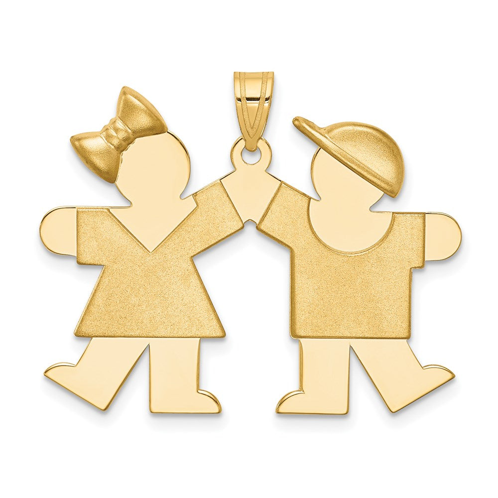 Charlie & Co Jewelry | 14k Solid Engravable Girl On Left And Boy On Right Charm - Model XK391