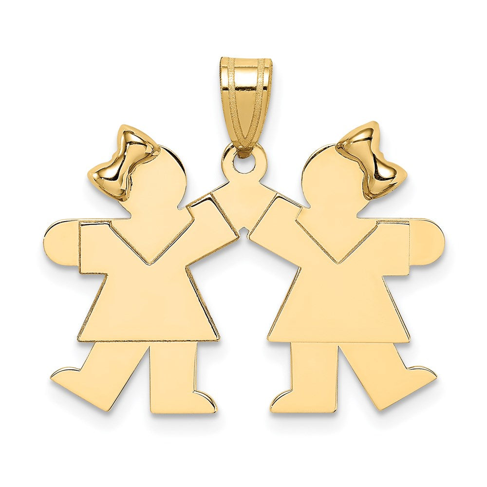 Charlie & Co Jewelry | 14k Solid Engravable Small Double Girls Charm - Model XK393