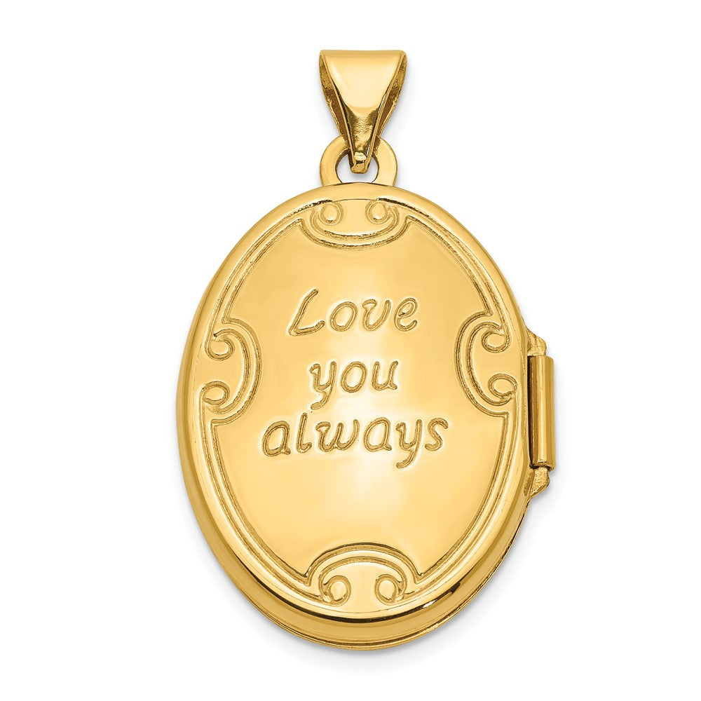 Gold Love You Always Swirl Reversible Large Locket Pendant - Model XL103 - Charlie & Co. Jewelry