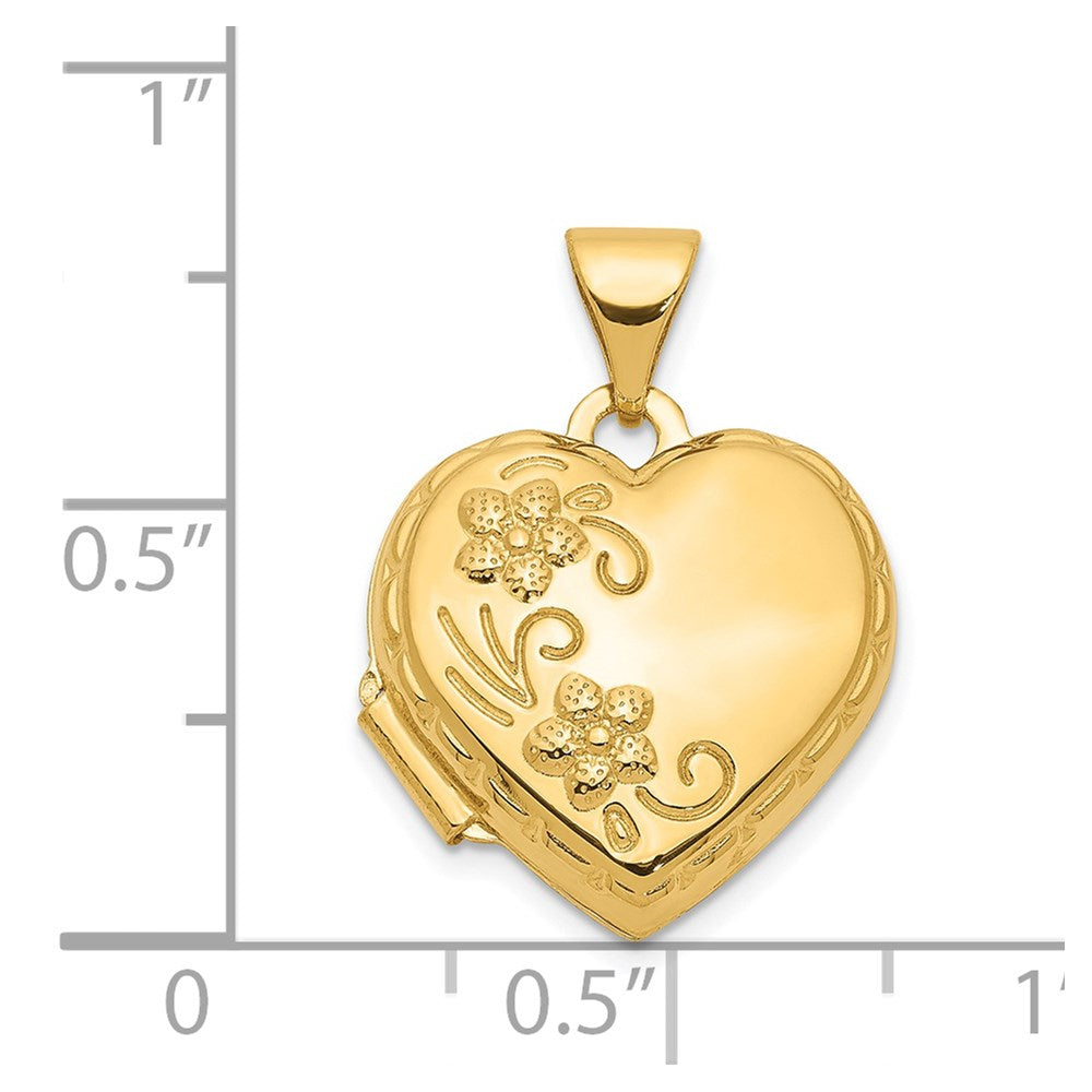 Gold Reversible Floral Love You Always Heart Locket Pendant - Model XL201 - Charlie & Co. Jewelry