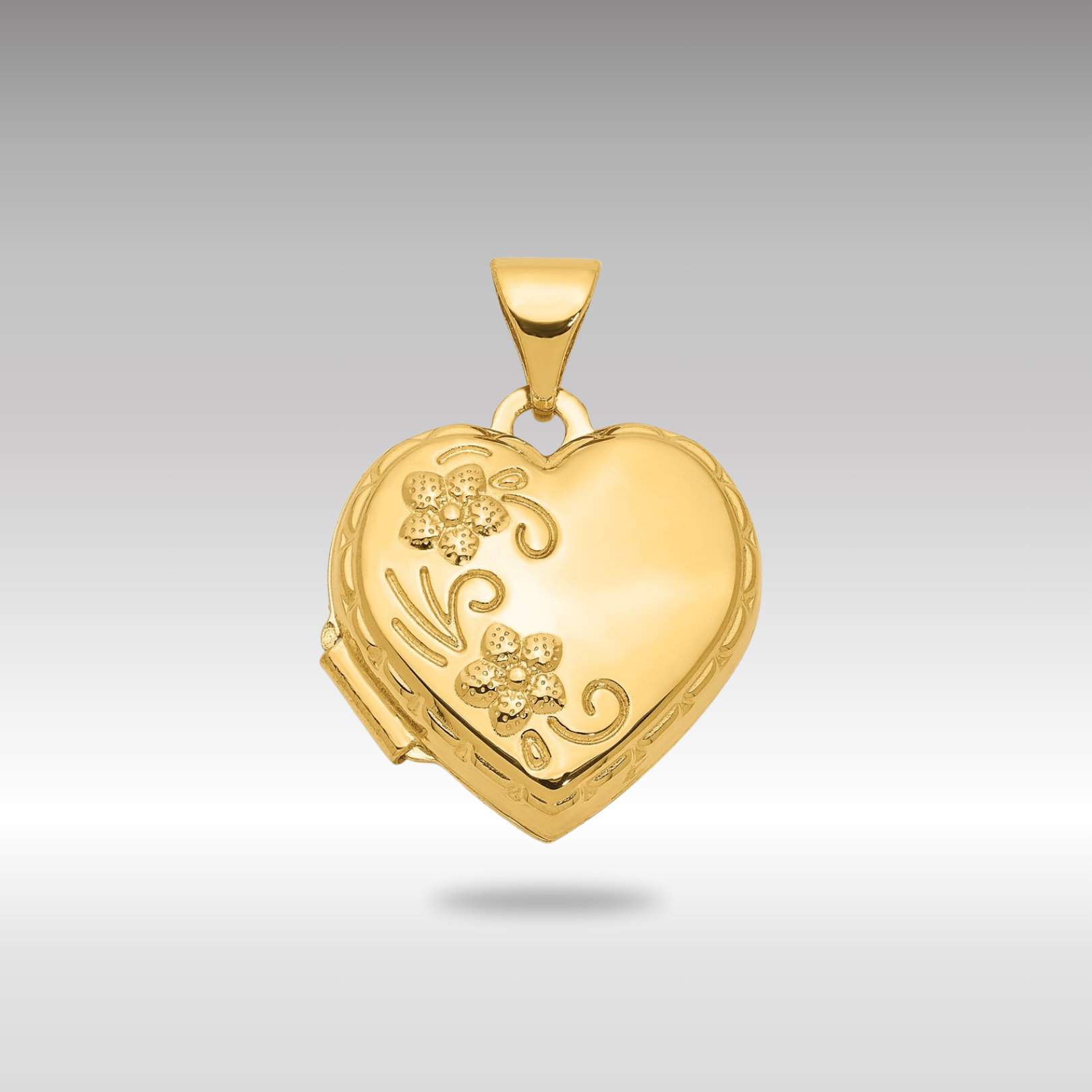 Gold Reversible Floral Love You Always Heart Locket Pendant - Model XL201 - Charlie & Co. Jewelry