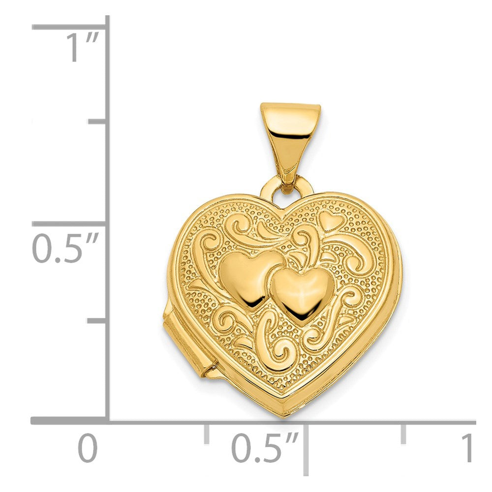 Gold Double Heart Locket Pendant - Model XL202 - Charlie & Co. Jewelry