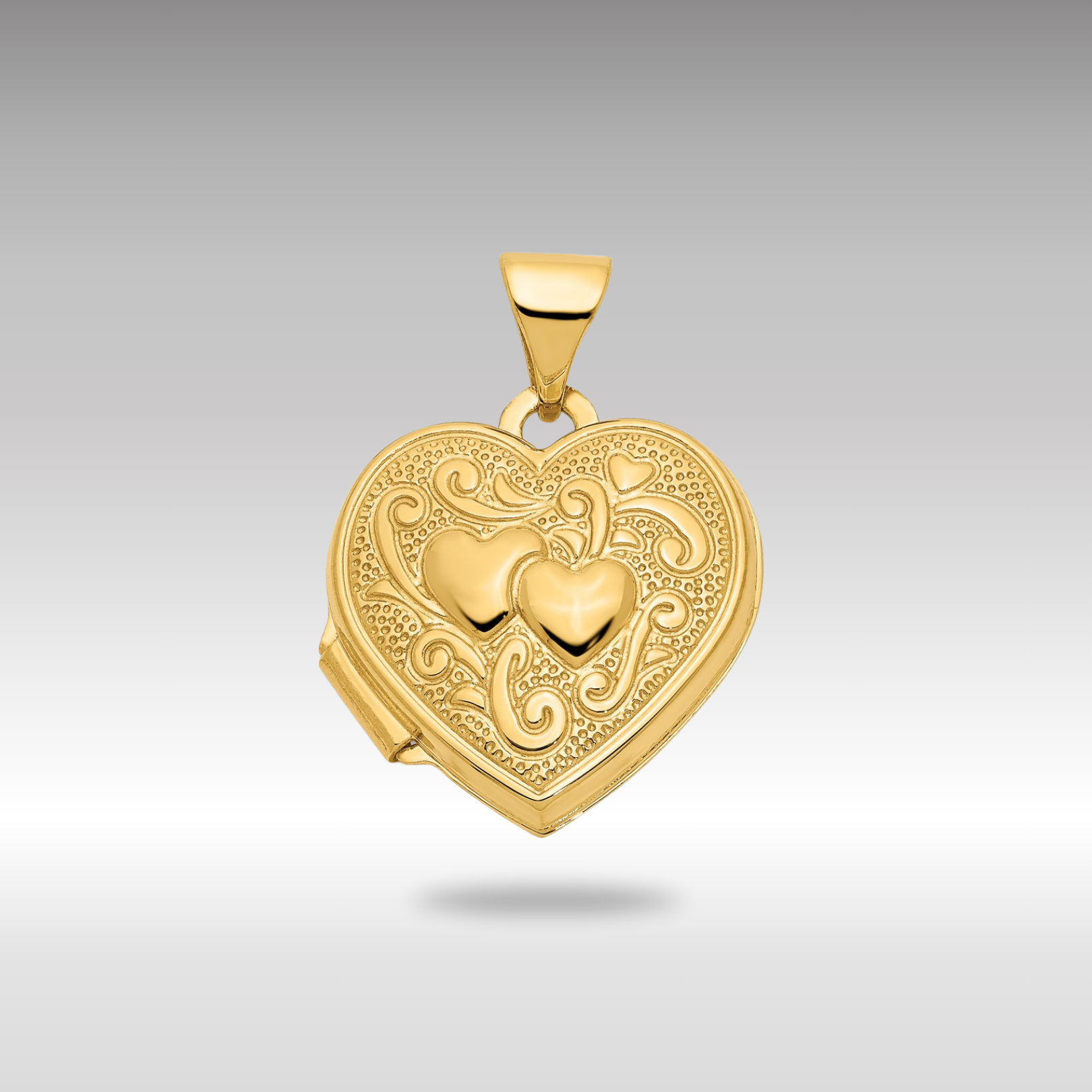 Gold Double Heart Locket Pendant - Model XL202 - Charlie & Co. Jewelry