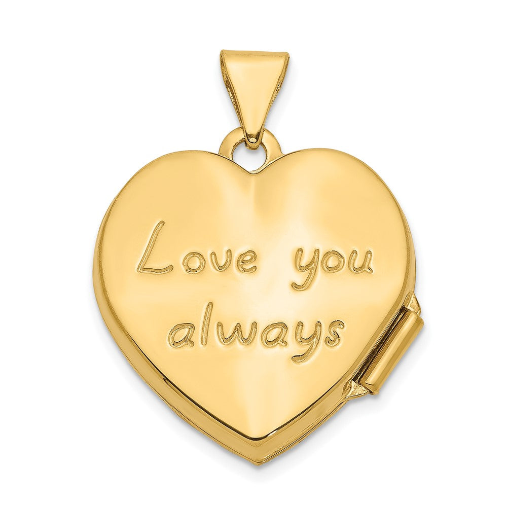 Gold Scrolled LOVE YOU ALWAYS Heart Locket Pendant - Model XL326 - Charlie & Co. Jewelry