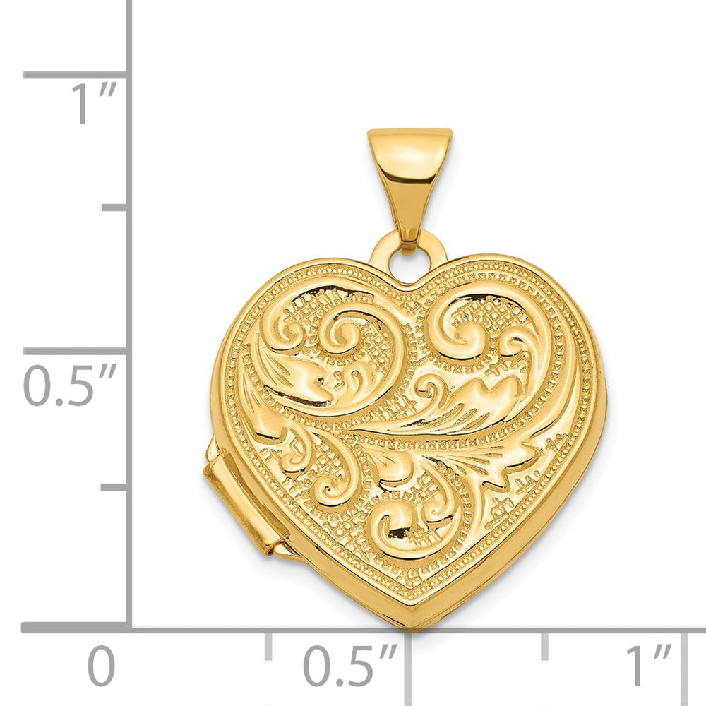 Gold Scrolled LOVE YOU ALWAYS Heart Locket Pendant - Model XL326 - Charlie & Co. Jewelry