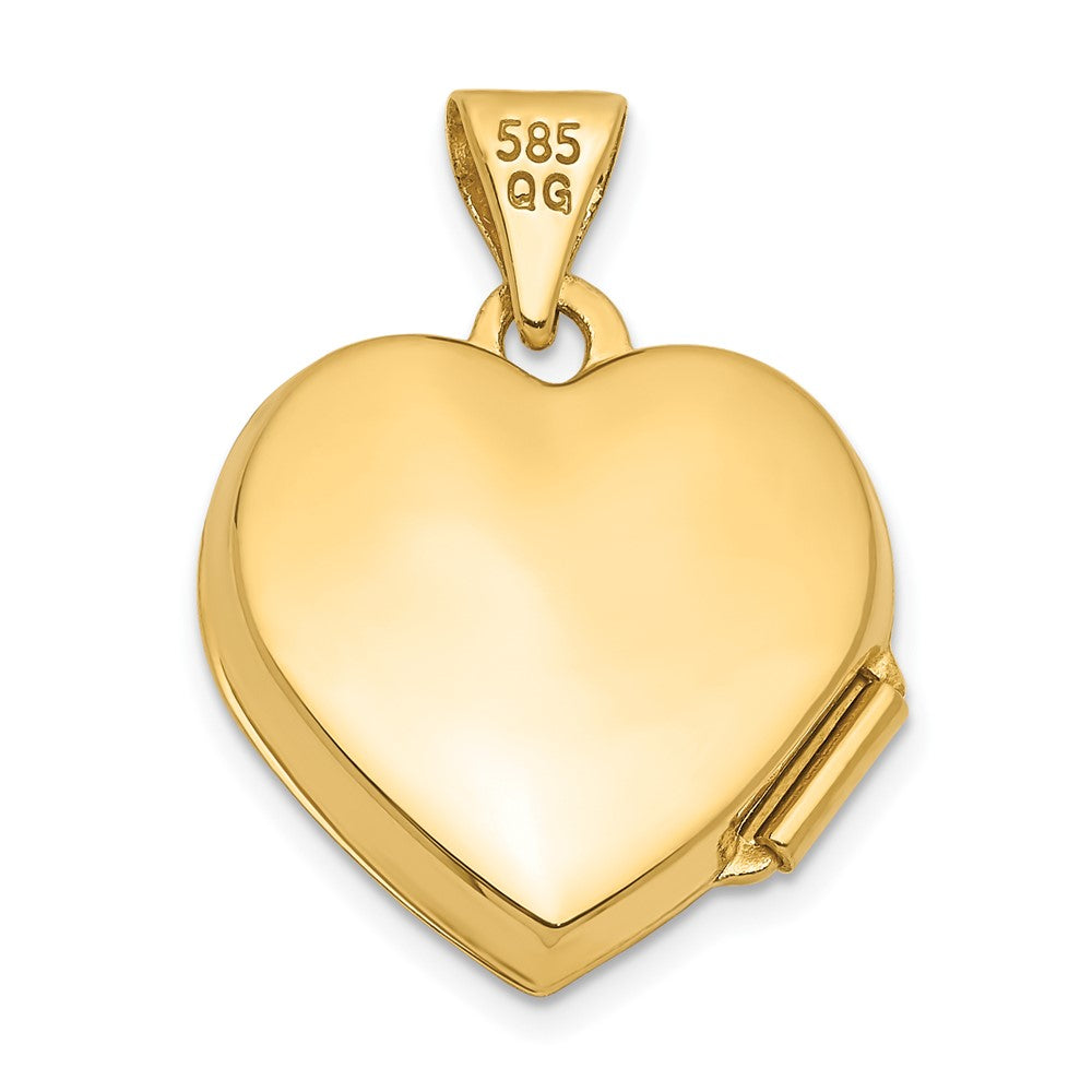 Gold Plain 15mm Heart Locket Pendant - Model XL434 - Charlie & Co. Jewelry