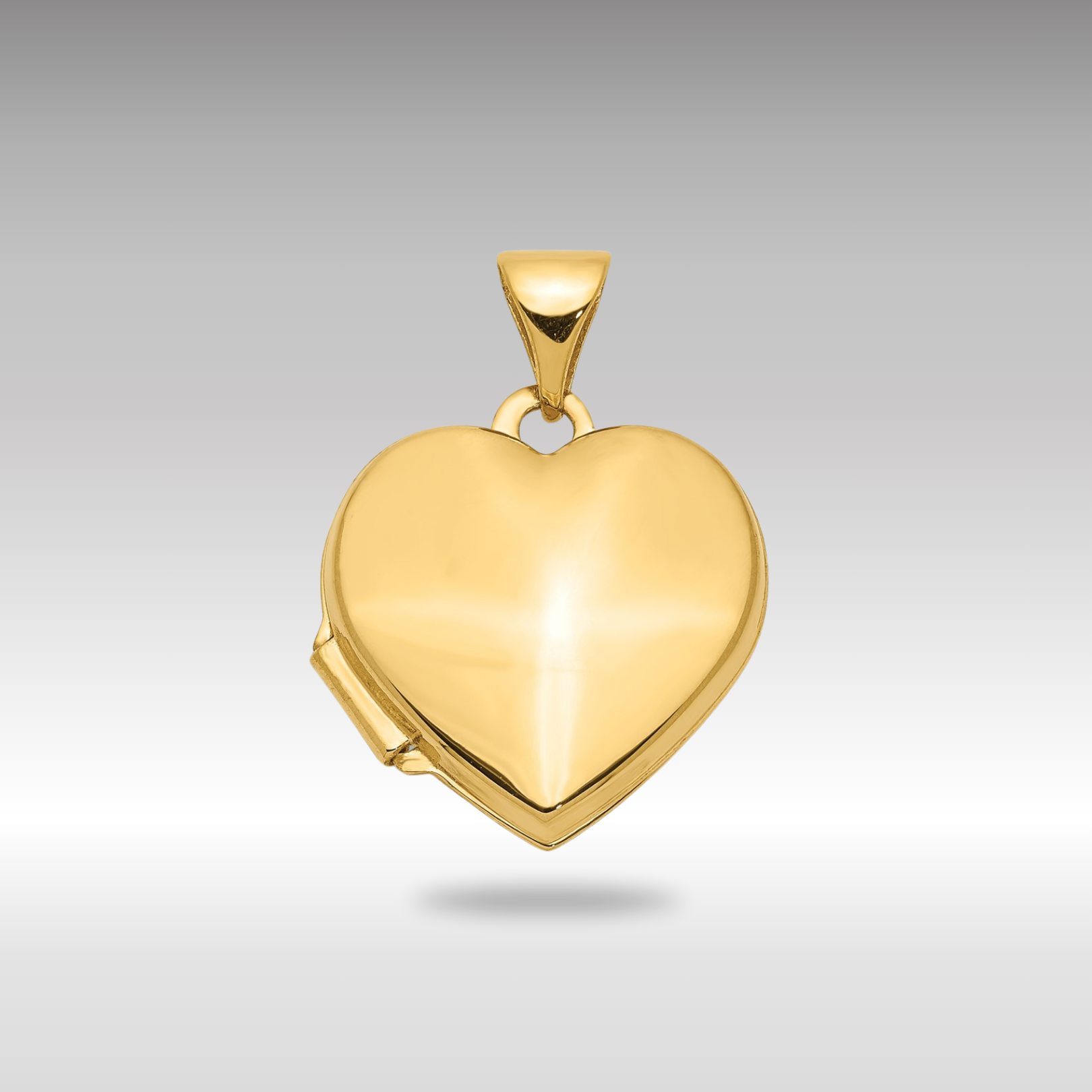 Gold Plain 15mm Heart Locket Pendant - Model XL434 - Charlie & Co. Jewelry